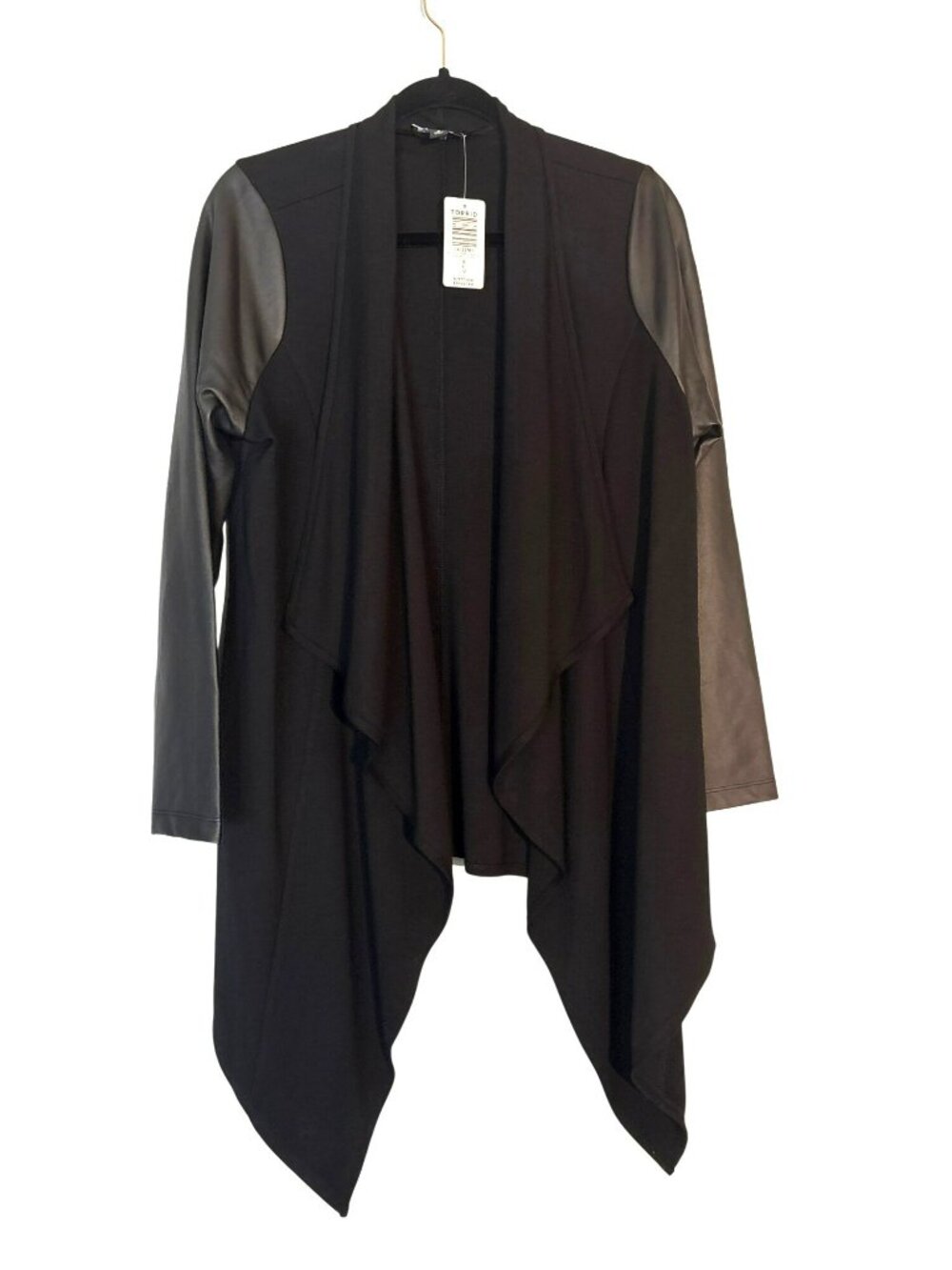 NWT Torrid Ponte Drape Jacket With Faux Leather Sleeves Size 0 (Size L or 12)